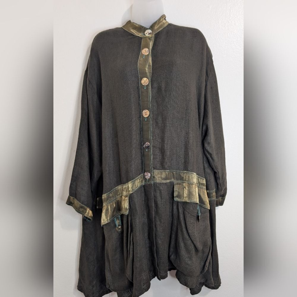 Crunch Lagenlook Whimsical Quiet Luxury Linen Bohemian Neutral Top M